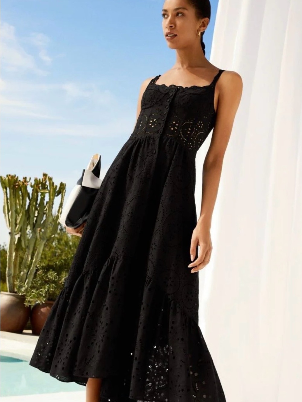 Charo Ruiz Irene eyelet black dress medium